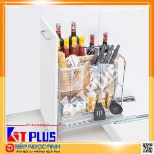 Giá dao thớt Inox nan vuông, ray giảm chấn Kit Plus DE 30T