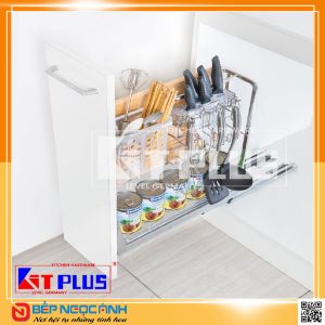 Giá dao thớt nan dẹt inox mờ, ray giảm chấn Kit Plus EC VIP.20